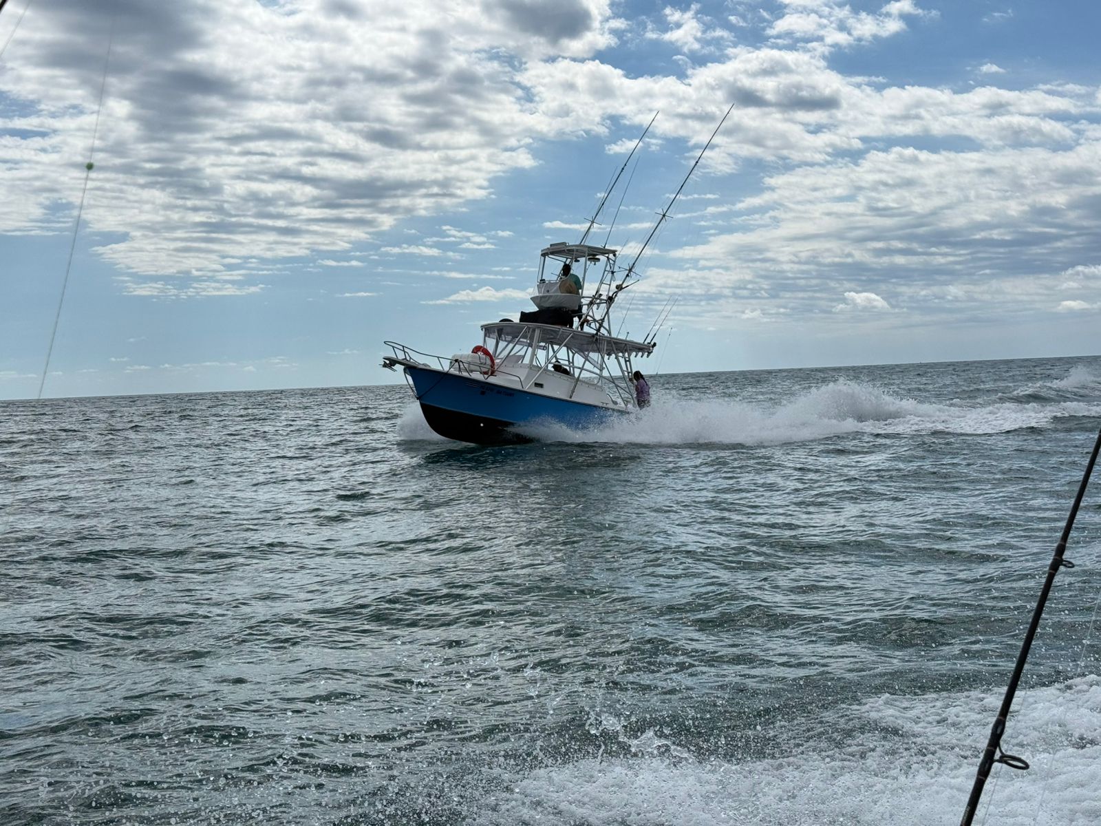 Boat underway in rough seas